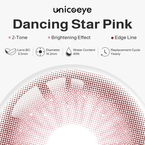 Dancing Star Pink Prescription Yearly Contact Lenses | 2 Pcs