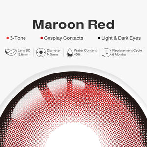 Maroon Red Prescription 6 Months Contact Lenses | 2 Pcs