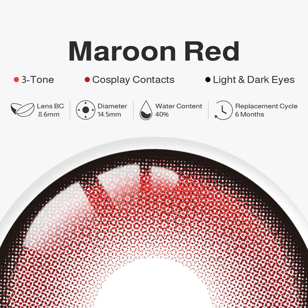 Maroon Red Prescription 6 Months Contact Lenses | 2 Pcs