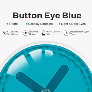 Button Eye Blue Costume Yearly Contact Lenses