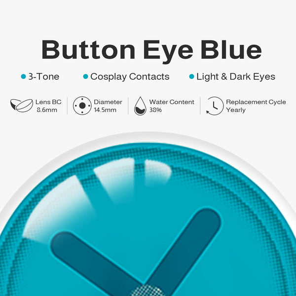 Button Eye Blue Costume Yearly Contact Lenses