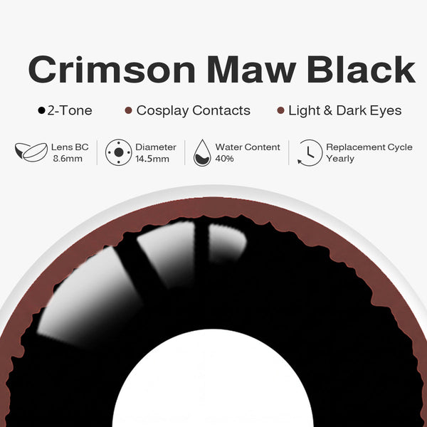 Crimson Maw Black Costume Yearly Contact Lenses | 2 Pcs