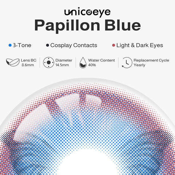 Papillon Blue Costume Prescription Yearly Contact Lenses