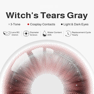 Witch's Tears Gray Costume Yearly Contact Lenses | 2 Pcs
