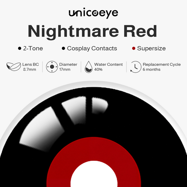Crimson Nightmare Red Sclera 17mm Costume 6 Month Contact Lenses | 2 Pcs