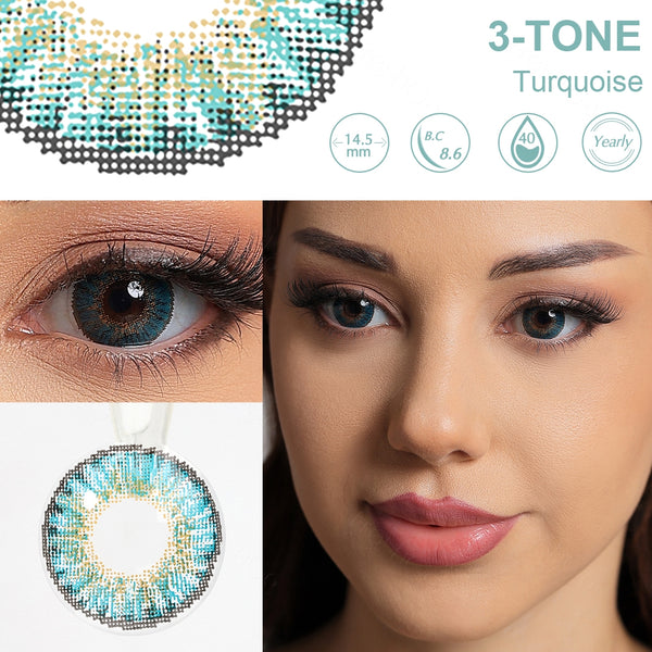 3-Tone Turquoise Yearly Contact Lenses