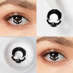Cool Skull Black Costume Yearly Contact Lenses