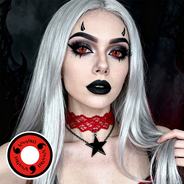 Magatama Red Costume Prescription Yearly Contact Lenses