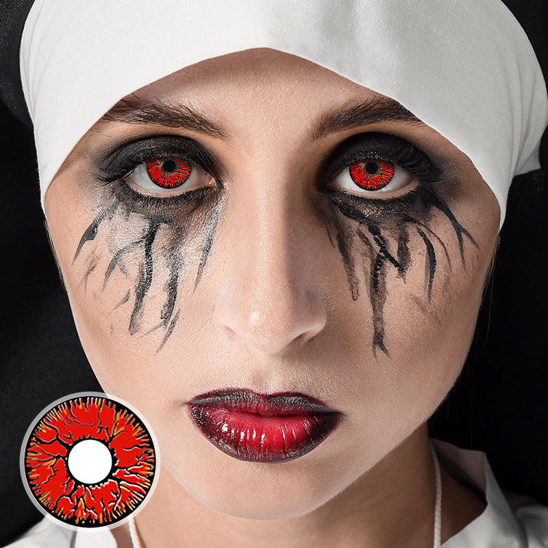 Crack Red Halloween Contact Lenses