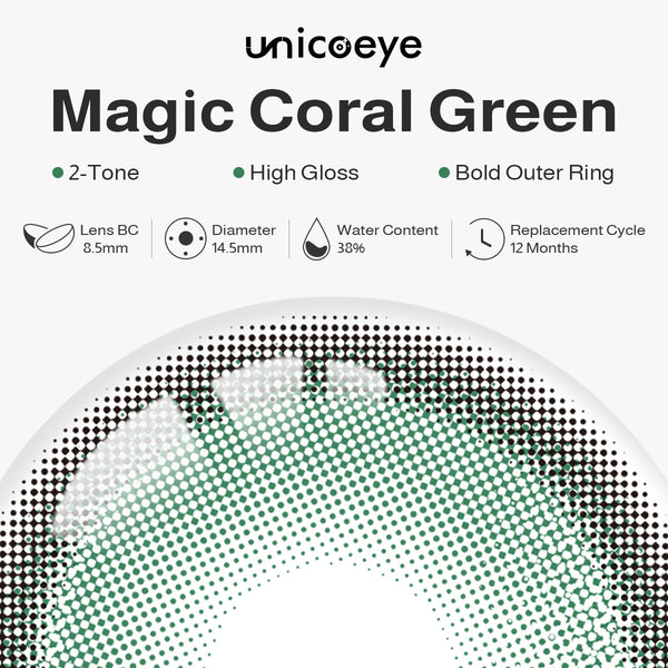 Magic Coral Green Prescription Yearly Contact Lenses
