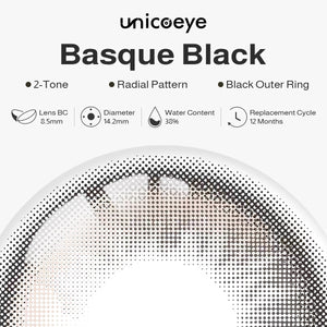 Basque Black Prescription Yearly Contact Lenses