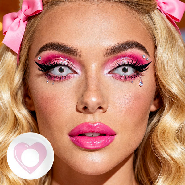 Falling in Love Pink Costume Yearly Contact Lenses
