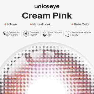 Cream Pink Prescription Yearly Contact Lenses