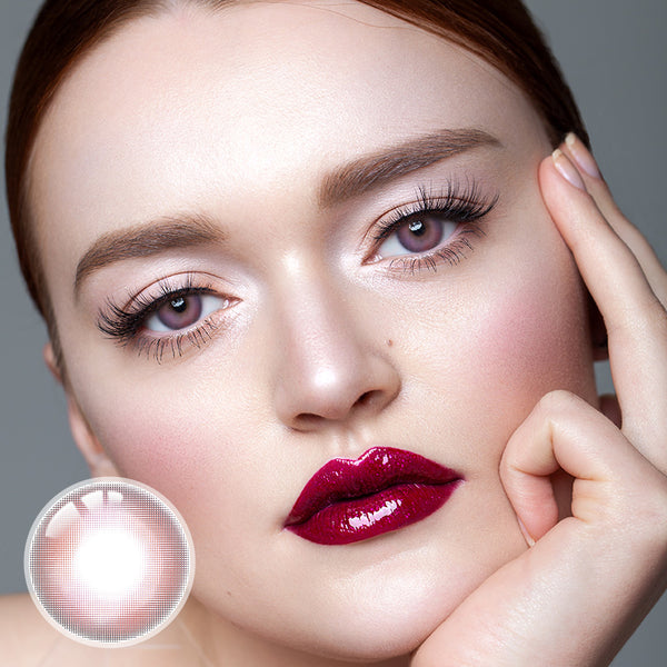 Cream Pink Prescription Yearly Contact Lenses