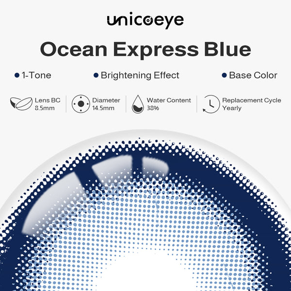 Ocean Express Blue Prescription Yearly Contact Lenses
