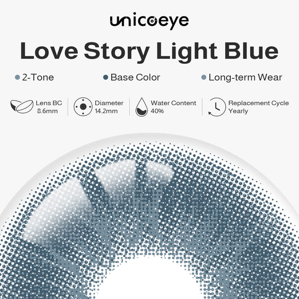 Love Story Light Blue Prescription Yearly Contact Lenses