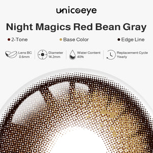 Night Magics Red Bean Gray Prescription Yearly Contact Lenses