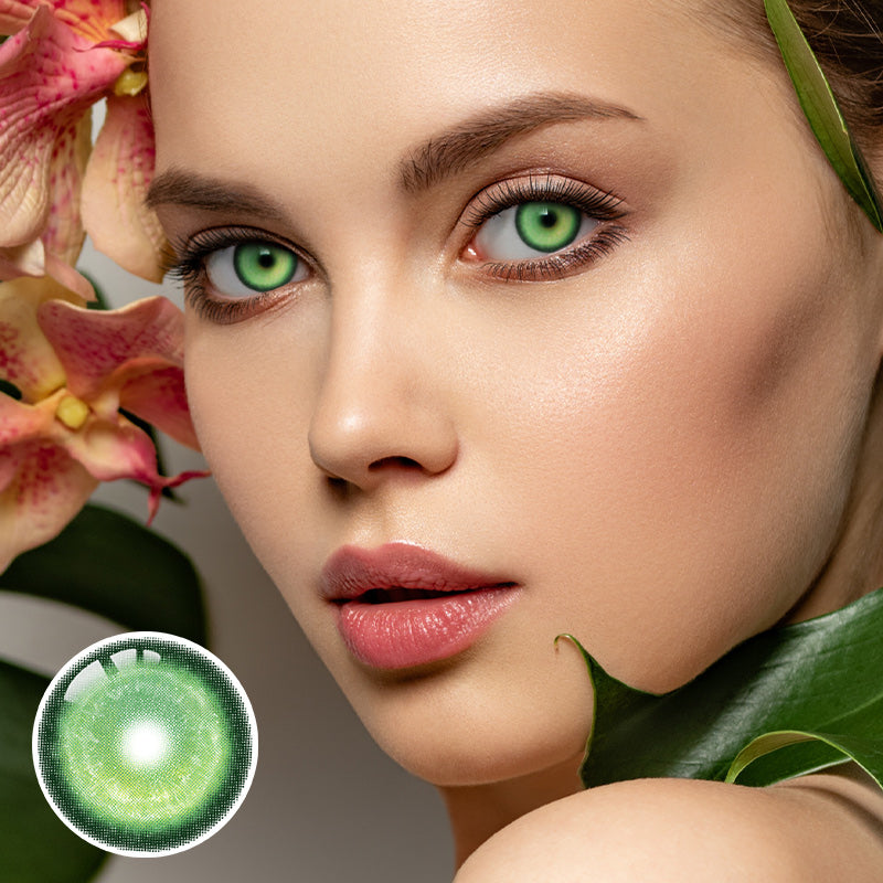 Koi Tail Butterfly Green Prescription Yearly Contact Lenses