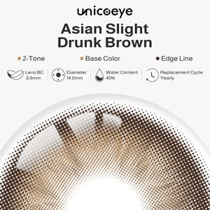 Asian Slight Drunk Brown Prescription Yearly Contact Lenses