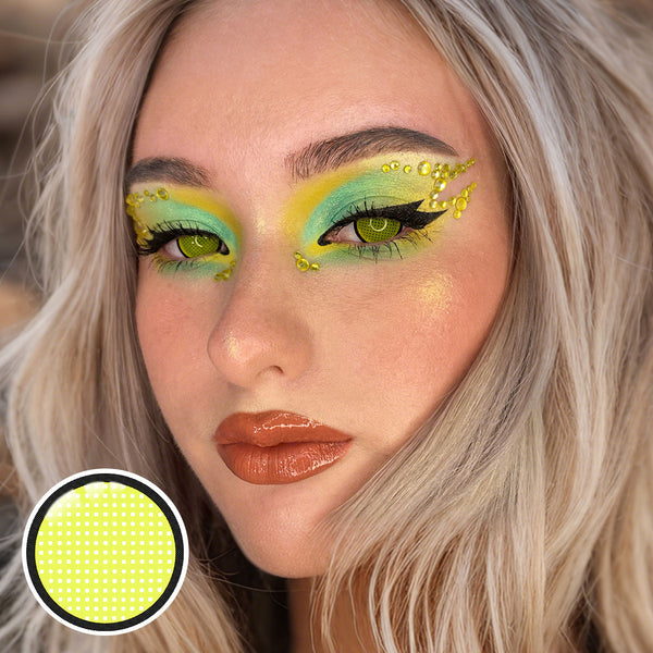 Mesh Yellow Costume Yearly Contact Lenses