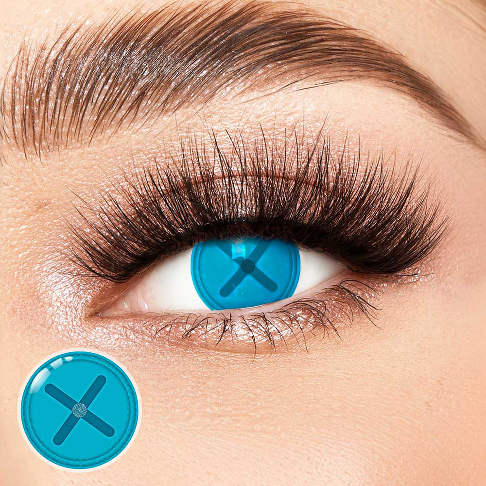 Button Eye Blue Costume Yearly Contact Lenses