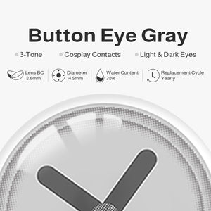 Button Eye Gray Costume Yearly Contact Lenses