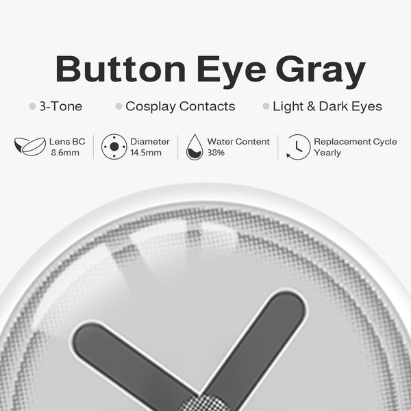 Button Eye Gray Costume Yearly Contact Lenses