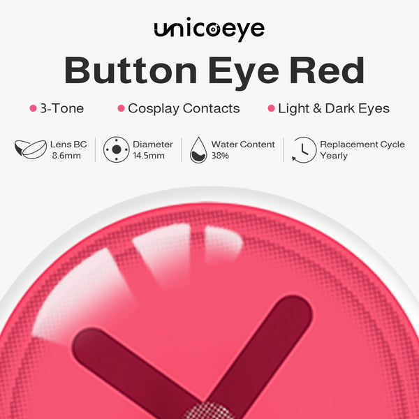 Button Eye Red Costume Yearly Contact Lenses