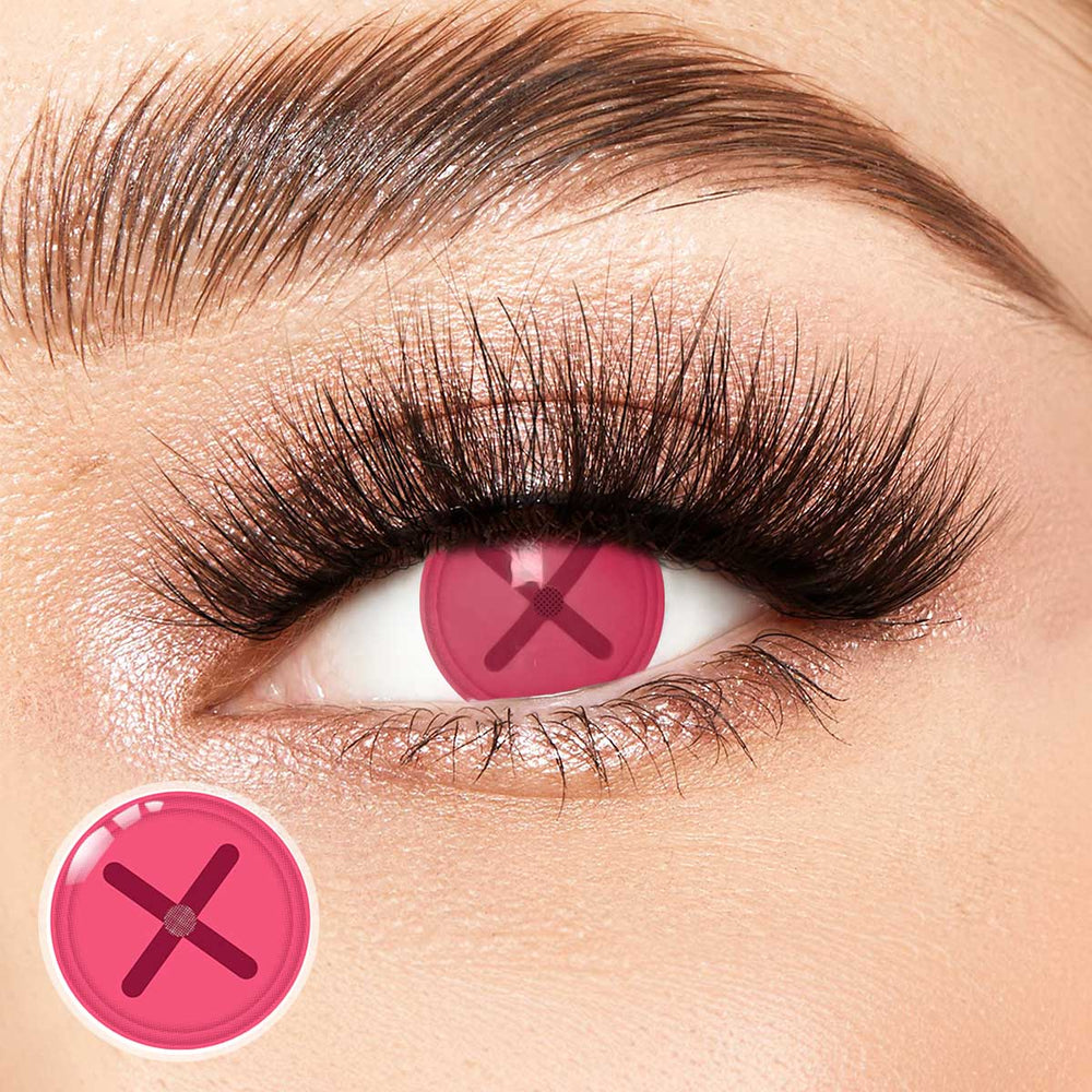 Button Eye Red Costume Yearly Contact Lenses