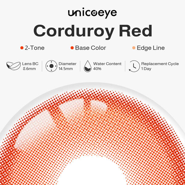 Corduroy Red Prescription Daily Contact Lenses | 2 Pcs