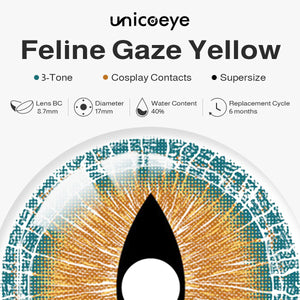 Feline Gaze Yellow Sclera 17mm Costume 6 Month Contact Lenses | 2 Pcs