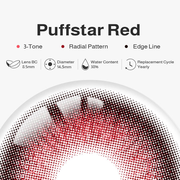 Puffstar Red Prescription Yearly Contact Lenses | 2 Pcs