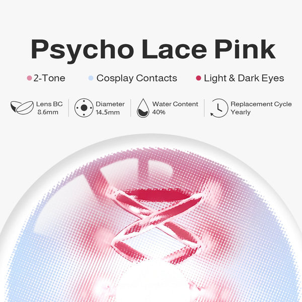 Psycho Lace Pink Costume Yearly Contact Lenses | 2 Pcs