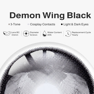 Demon Wing Black Costume Yearly Contact Lenses | 2 Pcs