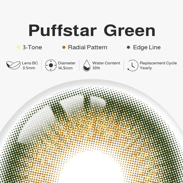 Puffstar Green Prescription Yearly Contact Lenses | 2 Pcs