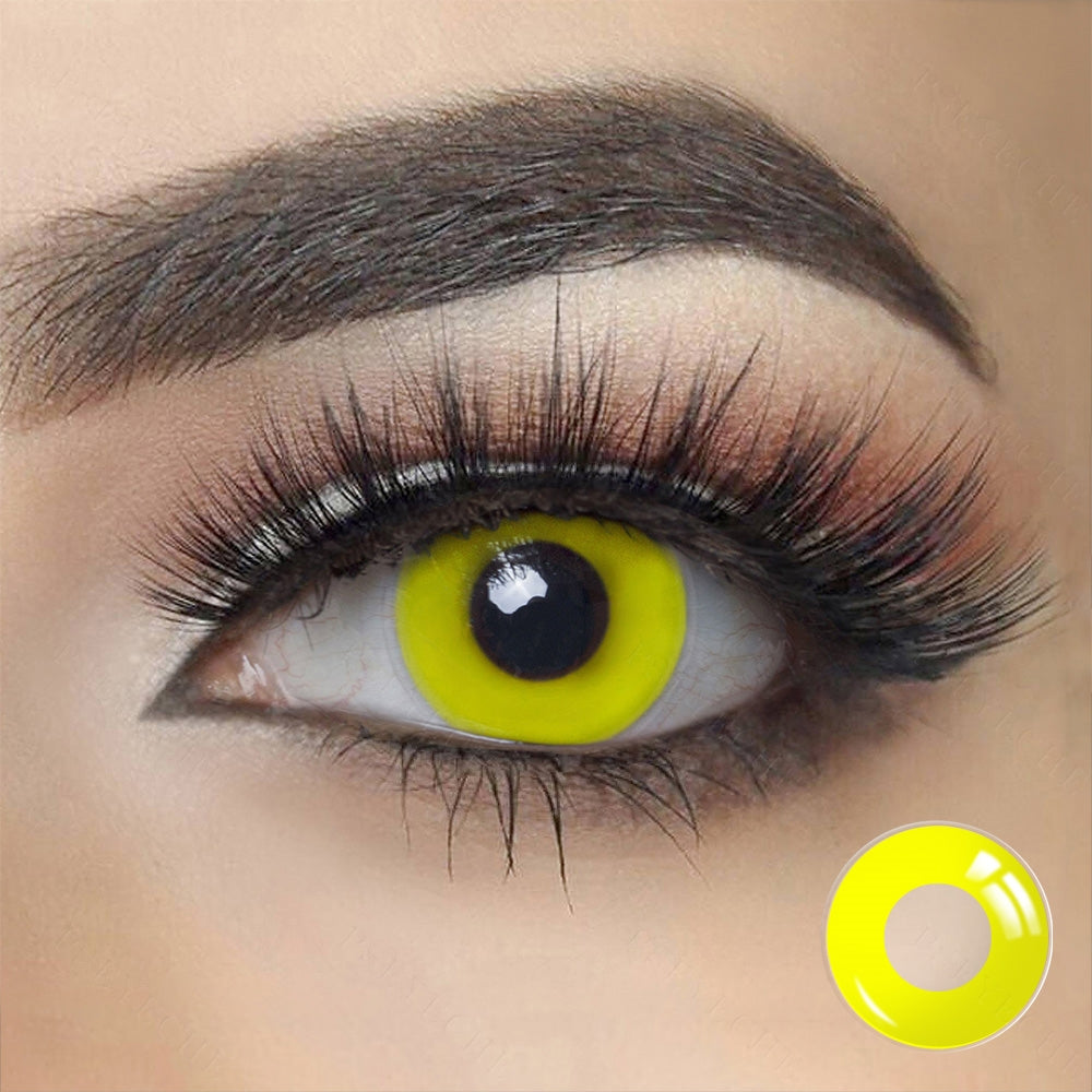 Pure Yellow Halloween Contact Lenses